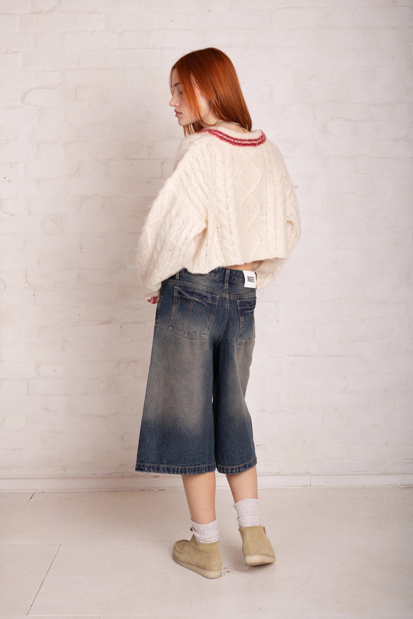 The Ragged Priest Load Varsity Crop Cable Knit Jumper - Spoiled Brat