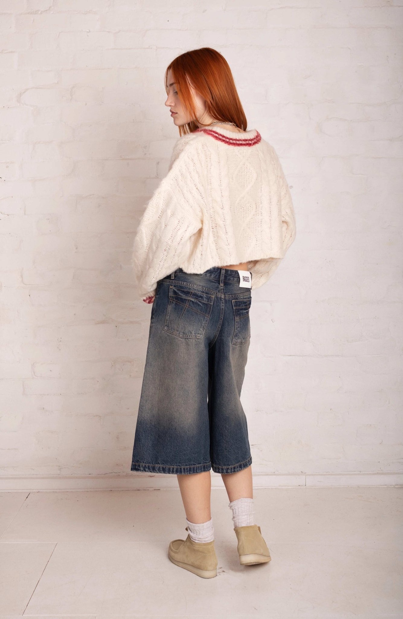 Shop The Ragged Priest The Ragged Priest Load Varsity Crop Cable Knit Jumper Jumper for women – premium loungewear and festival fashion at Spoiled Brat