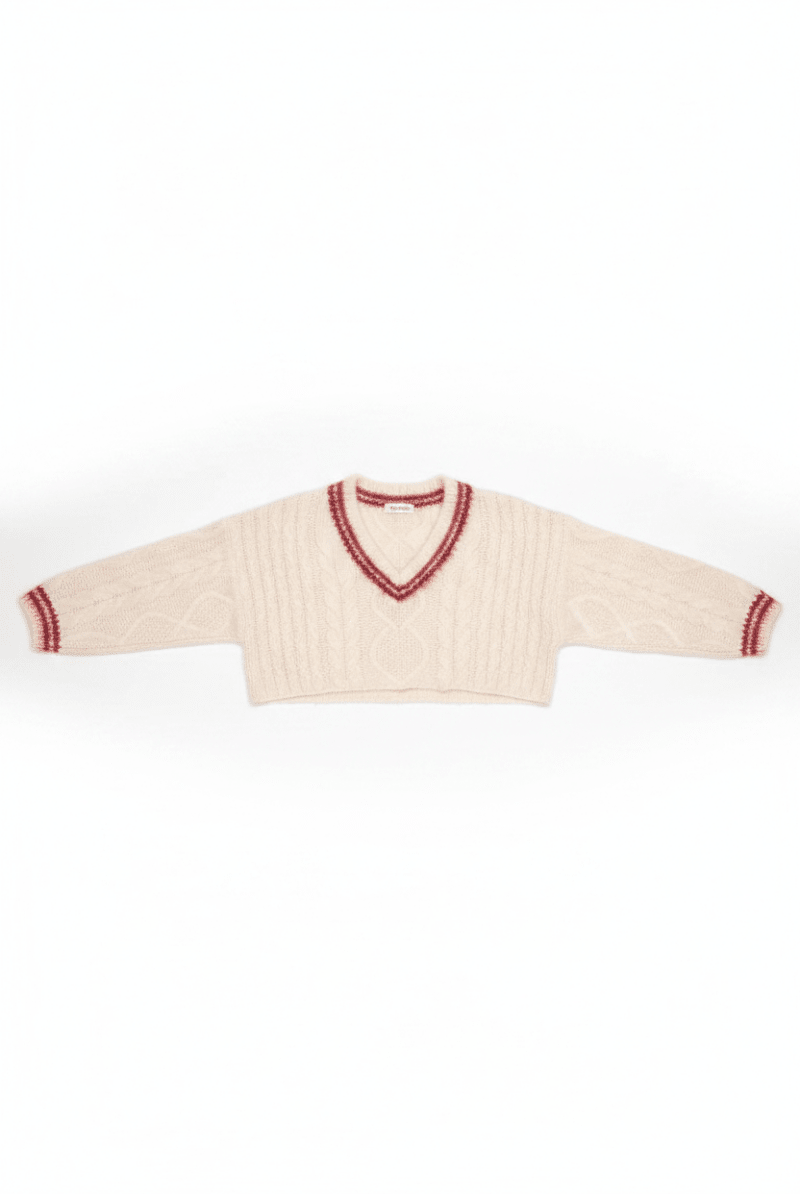 Shop The Ragged Priest The Ragged Priest Load Varsity Crop Cable Knit Jumper Jumper for women – premium loungewear and festival fashion at Spoiled Brat