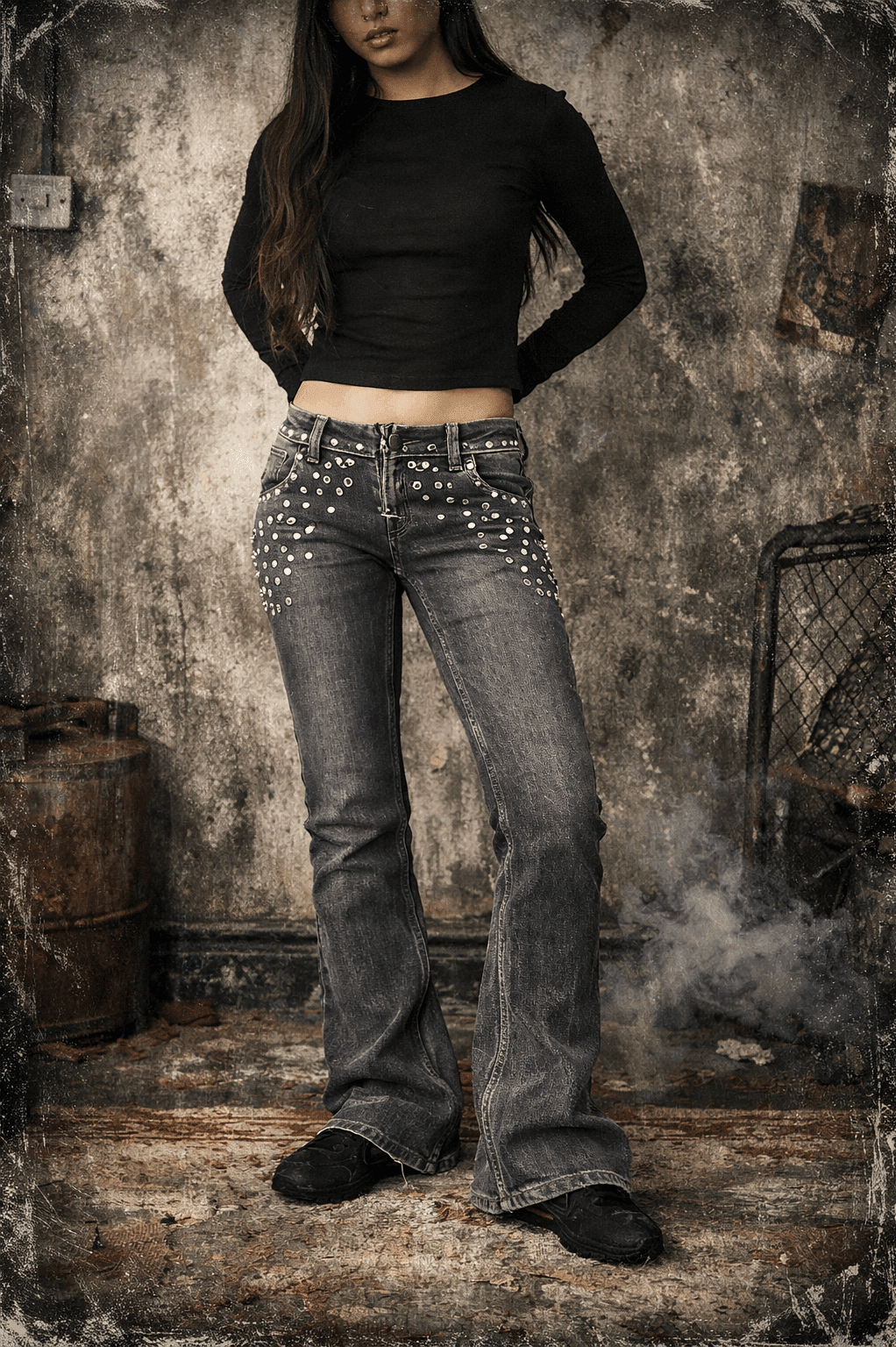 Shop The Ragged Priest The Ragged Priest Locket Charlie Studded Jeans Jeans for women – premium loungewear and festival fashion at Spoiled Brat