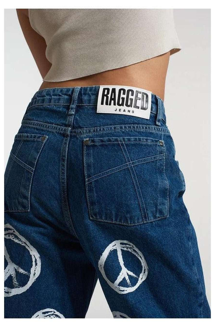 The Ragged Priest Peace Printed Dad Jeans as seen on Chloe Sims Boyfriend Jeans by The Ragged Priest as seen on celebrities