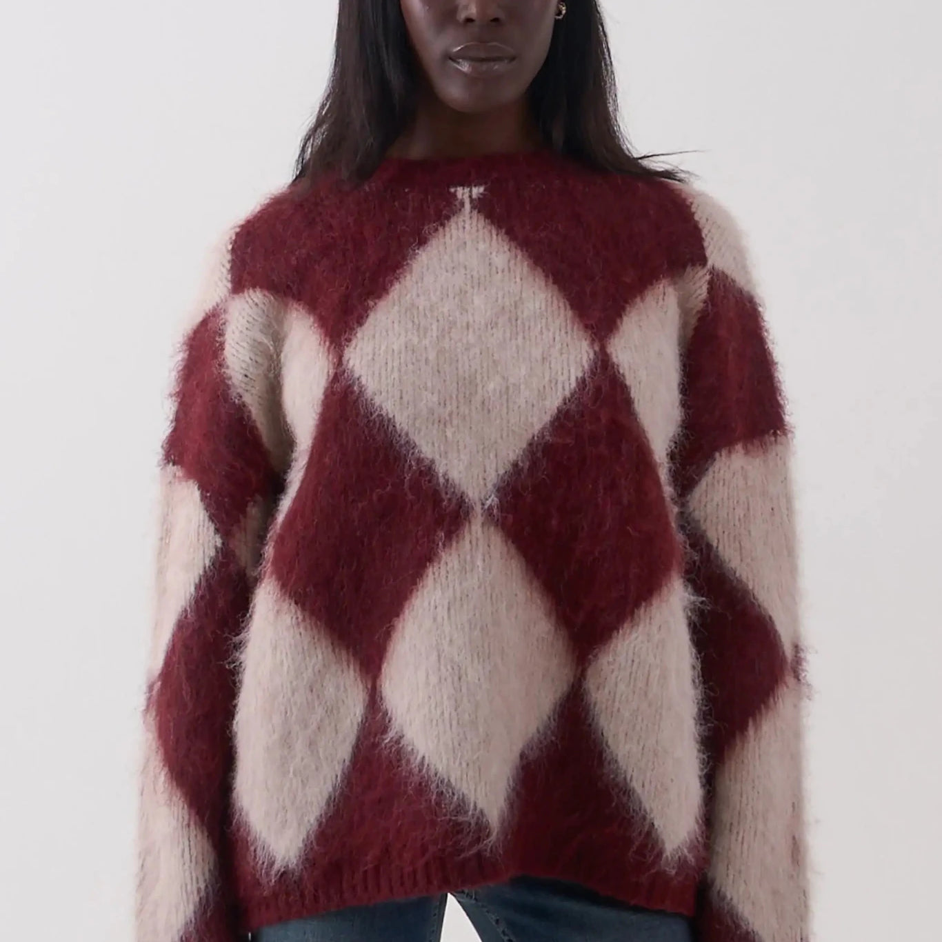 Shop The Ragged Priest The Ragged Priest Rook Oversized Diamond Knit Jumper Jumper for women – premium loungewear and festival fashion at Spoiled Brat