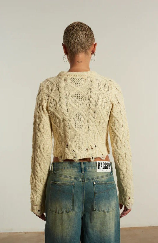 The Ragged Priest Saint Zip Cable Knit Jumper - Spoiled Brat