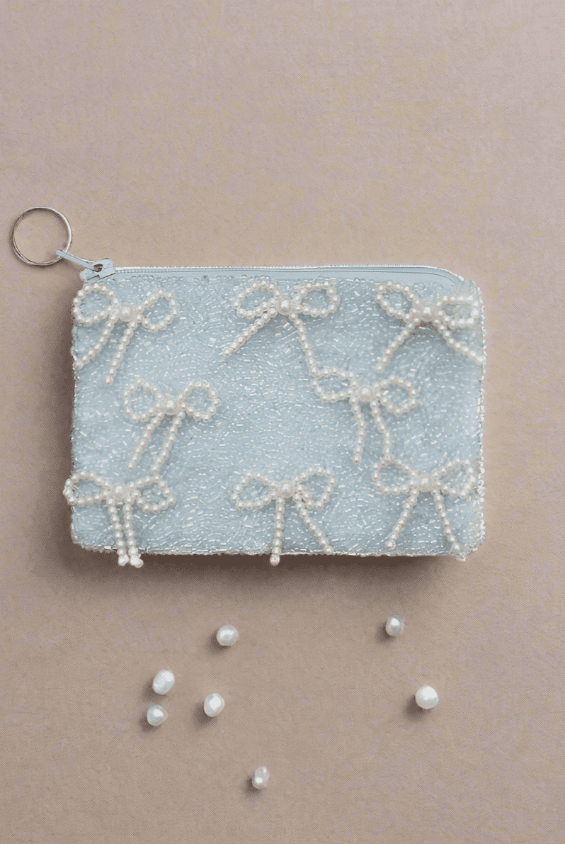 Shop Tiana New York Tiana Designs Hand Beaded Pearl Bows Coin Purse Purse for women – premium loungewear and festival fashion at Spoiled Brat