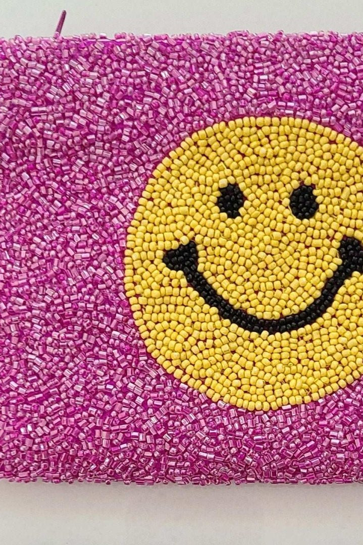 Shop Tiana New York Tiana Designs Hand Beaded Smiley Coin Purse Wristlet Handbag for women – premium loungewear and festival fashion at Spoiled Brat