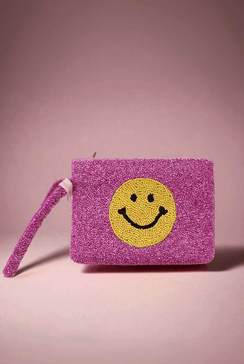Shop Tiana New York Tiana Designs Hand Beaded Smiley Coin Purse Wristlet Handbag for women – premium loungewear and festival fashion at Spoiled Brat