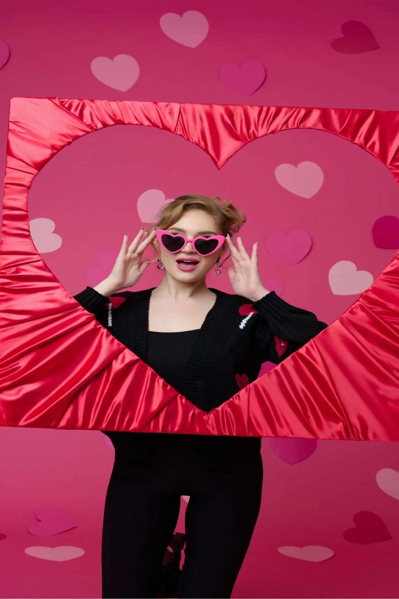 Shop Unique Vintage Unique Vintage x Barbie Hot Pink Heart Frame Sunglasses Sunglasses for women – premium loungewear and festival fashion at Spoiled Brat