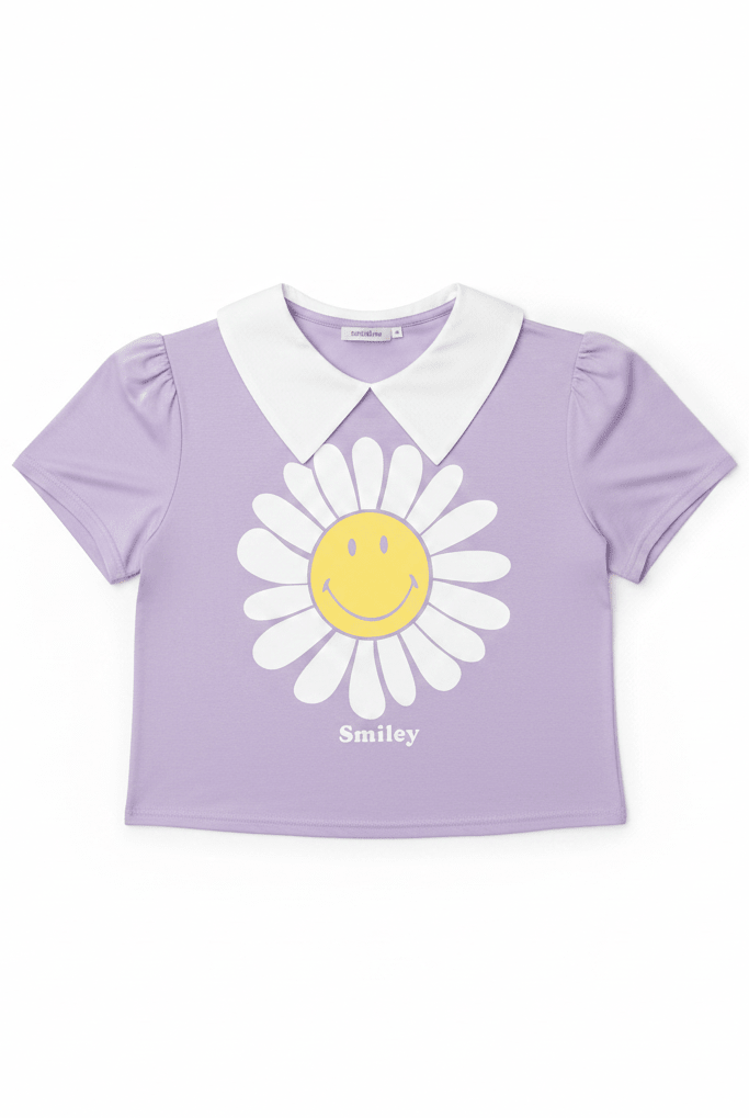 Shop Unique Vintage Unique Vintage x Smiley® Purple Flower Tee Top Top for women – premium loungewear and festival fashion at Spoiled Brat