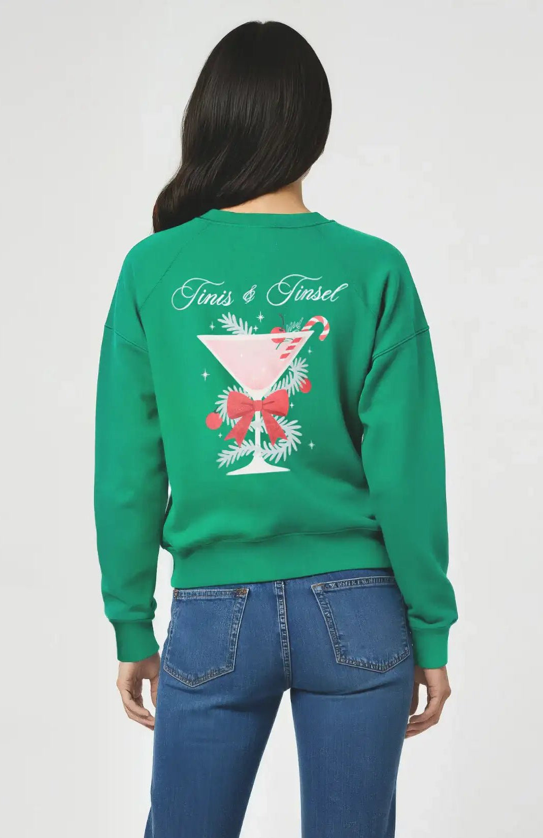 Shop Wildfox Wildfox Christmas Tinis & Tinsel Keely Raglan Sweatshirt Hooded Sweatshirt for women – premium loungewear and festival fashion at Spoiled Brat