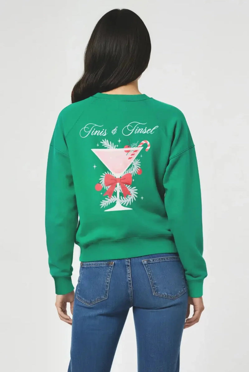 Shop Wildfox Wildfox Christmas Tinis & Tinsel Keely Raglan Sweatshirt Hooded Sweatshirt for women – premium loungewear and festival fashion at Spoiled Brat