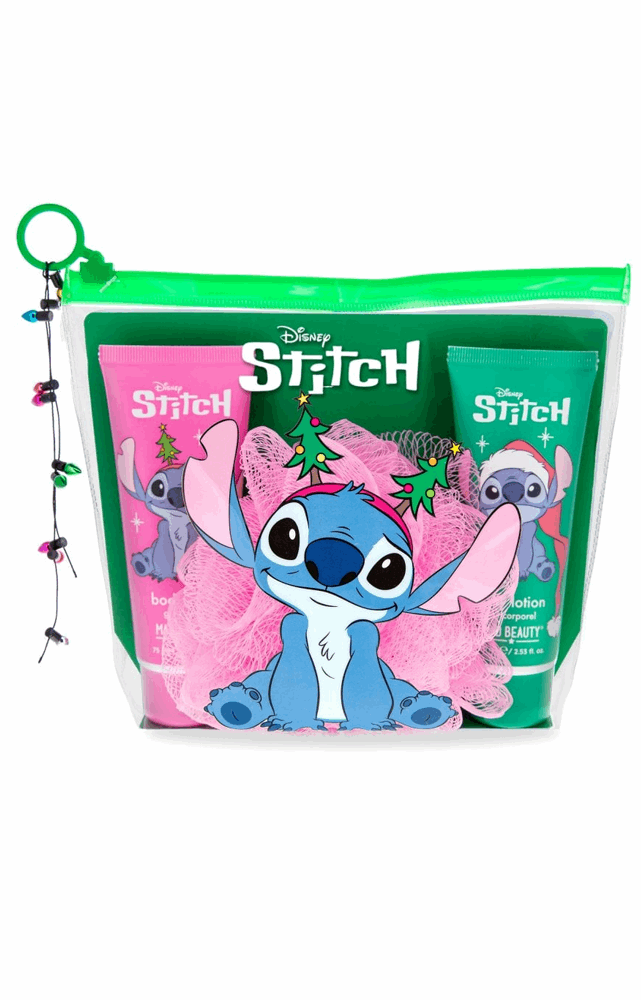 Disney Stitch-themed product packaging with character design on a white background
