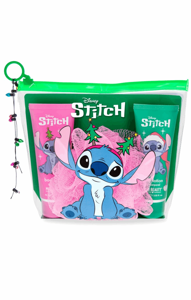 Disney Stitch-themed product packaging with character design on a white background