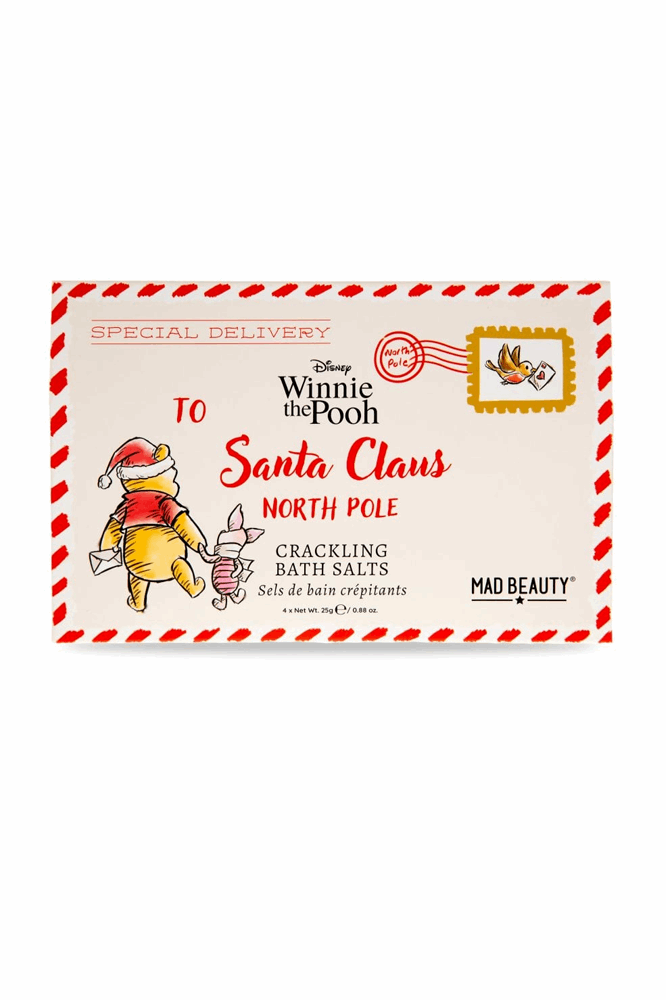 Bath salts packaging with Winnie the Pooh design on a white background