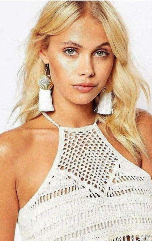 Shop Suzywan DELUXE Suzywan DELUXE Sea Shells Tassel Mermaid Earrings Earrings for women – premium loungewear and festival fashion at Spoiled Brat