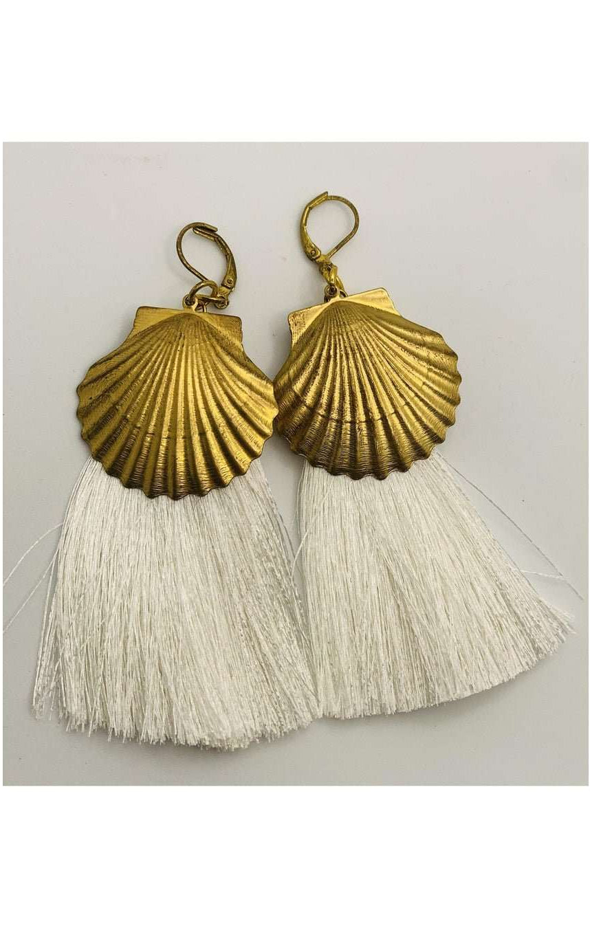Shop Suzywan DELUXE Suzywan DELUXE Sea Shells Tassel Mermaid Earrings Earrings for women – premium loungewear and festival fashion at Spoiled Brat
