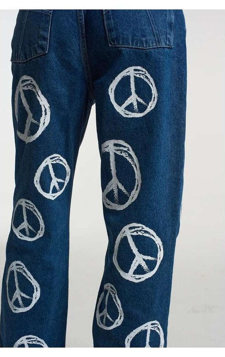 Shop The Ragged Priest The Ragged Priest Peace Printed Dad Jeans as seen on Chloe Sims Boyfriend Jeans for women – premium loungewear and festival fashion at Spoiled Brat