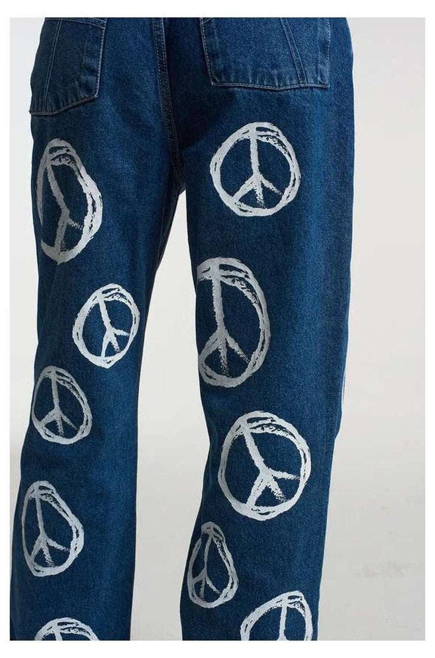 Shop The Ragged Priest The Ragged Priest Peace Printed Dad Jeans as seen on Chloe Sims Boyfriend Jeans for women – premium loungewear and festival fashion at Spoiled Brat