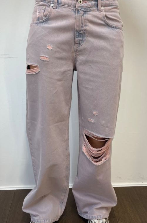 The Ragged Priest Pink Wash Distressed Release Jeans Boyfriend Jeans by The Ragged Priest as seen on celebrities