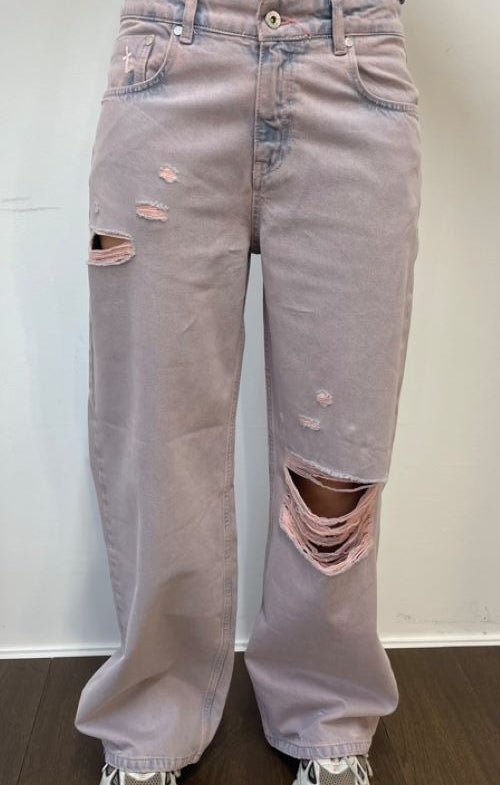 The Ragged Priest Pink Wash Distressed Release Jeans Boyfriend Jeans by The Ragged Priest as seen on celebrities