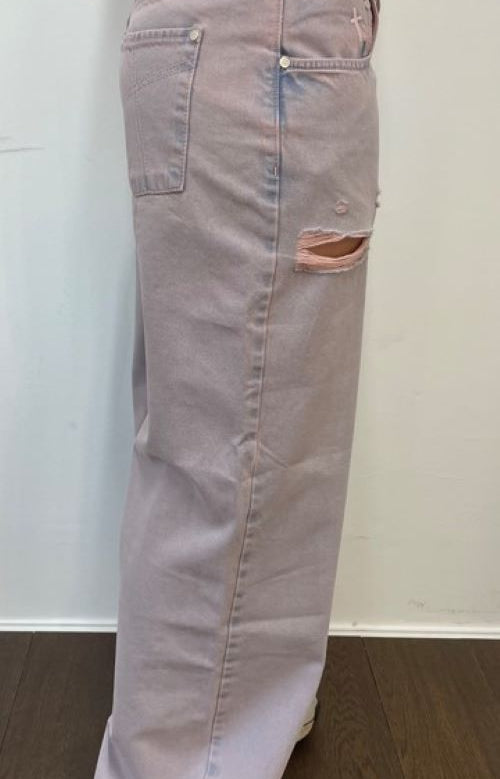 The Ragged Priest Pink Wash Distressed Release Jeans Boyfriend Jeans by The Ragged Priest as seen on celebrities