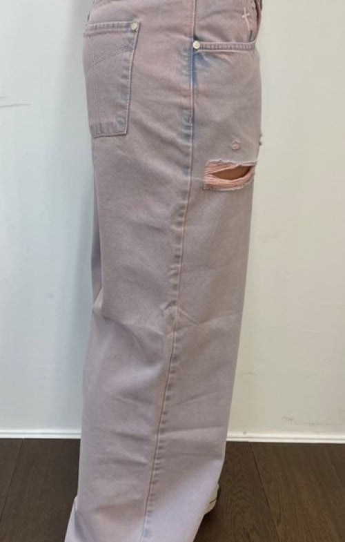 The Ragged Priest Pink Wash Distressed Release Jeans Boyfriend Jeans by The Ragged Priest as seen on celebrities