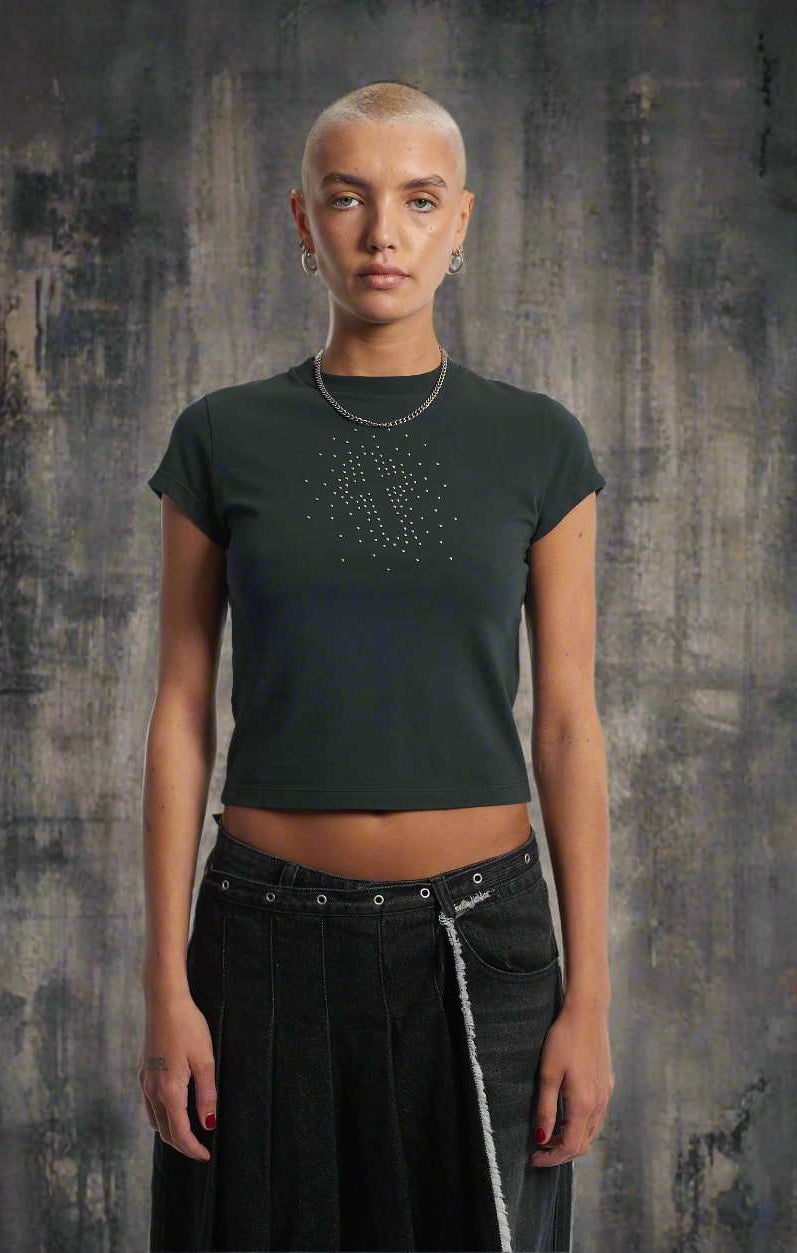 The Ragged Priest Cross My Heart Baby Tee Top by The Ragged Priest as seen on celebrities