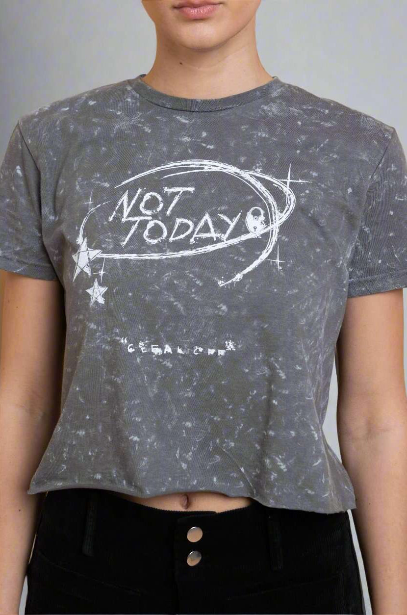 Daisy Street Not Today Snow Washed Baby Tee T-Shirts by Daisy Street as seen on celebrities