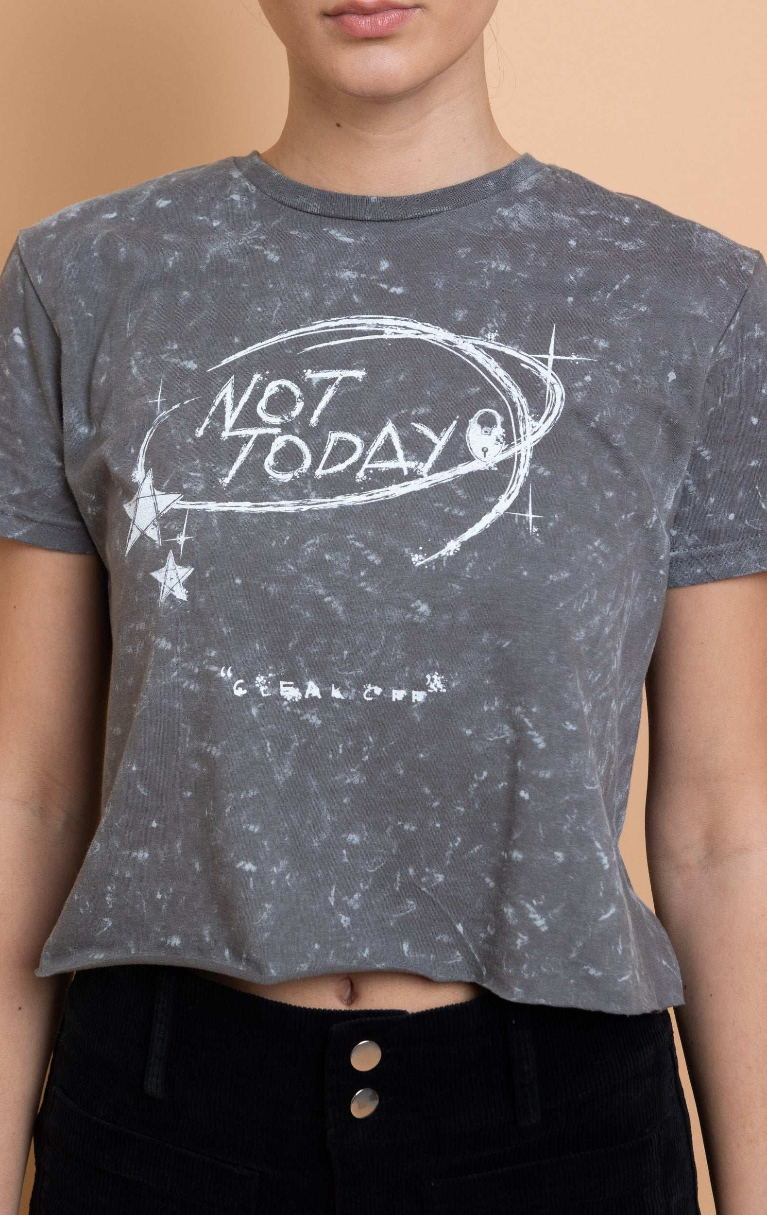 Daisy Street Not Today Snow Washed Baby Tee T-Shirts by Daisy Street as seen on celebrities