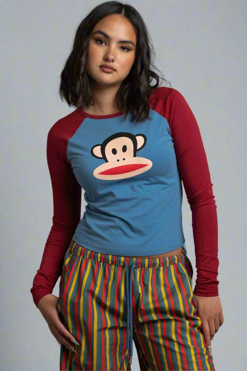 Paul Frank x Daisy Street Long Sleeved Raglan Top Long Sleeved Top by Daisy Street as seen on celebrities