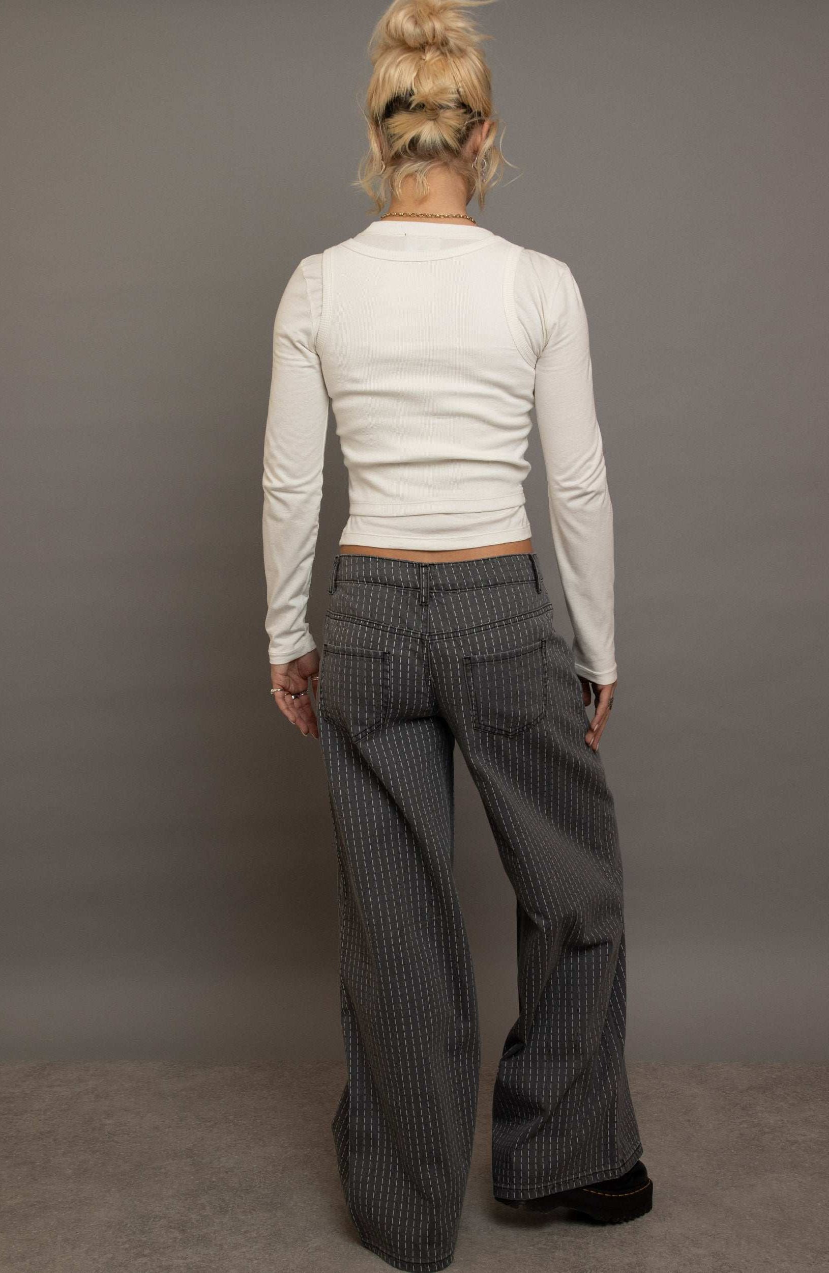 Daisy Street Double Layered Top with Embroidery Long Sleeved Top by Daisy Street as seen on celebrities