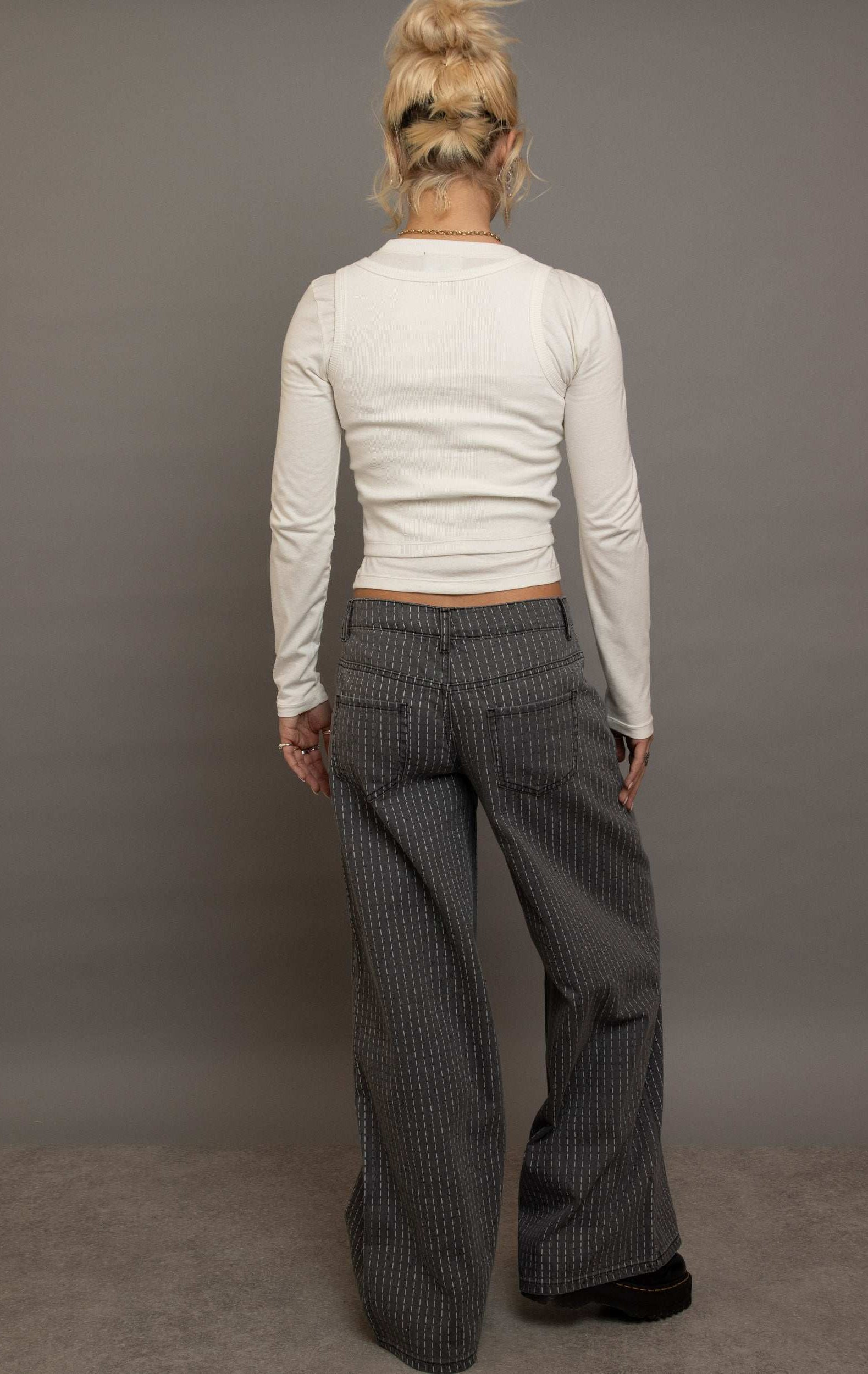 Daisy Street Double Layered Top with Embroidery Long Sleeved Top by Daisy Street as seen on celebrities