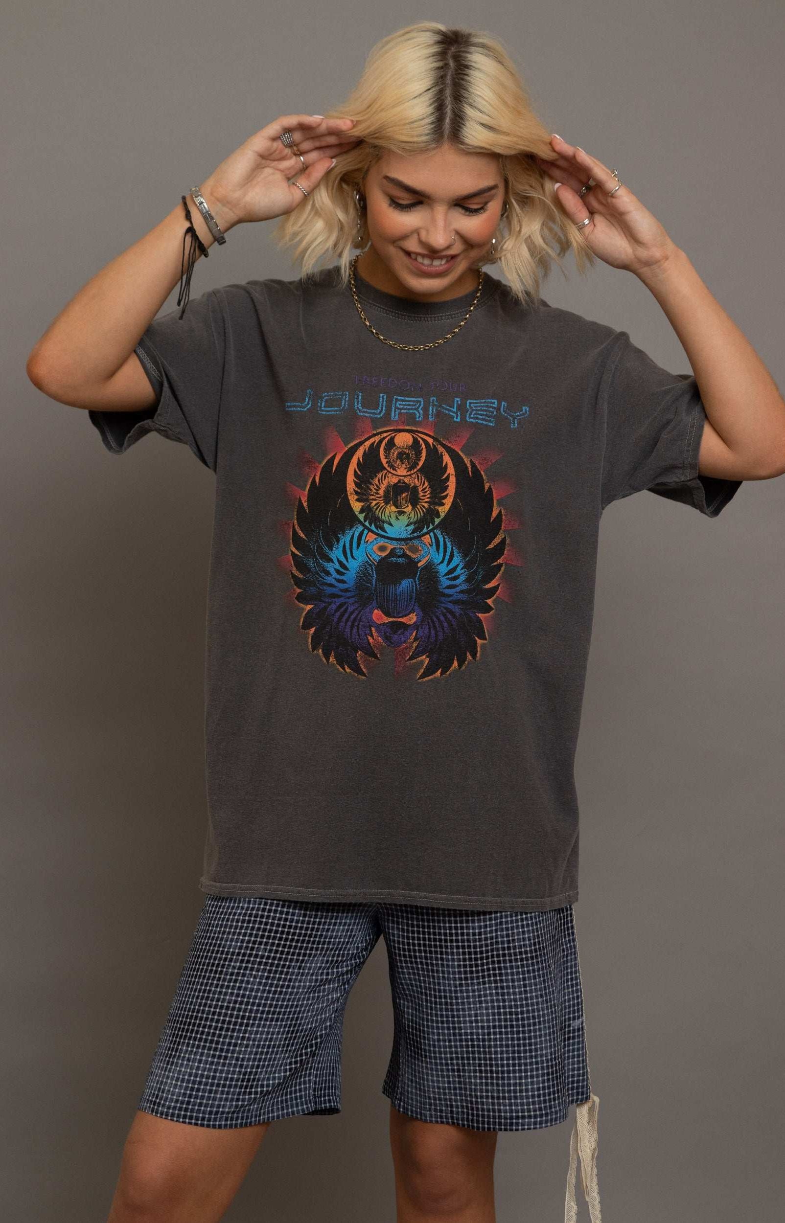 Daisy Street Journey Washed Band T-Shirt T-Shirts by Daisy Street as seen on celebrities