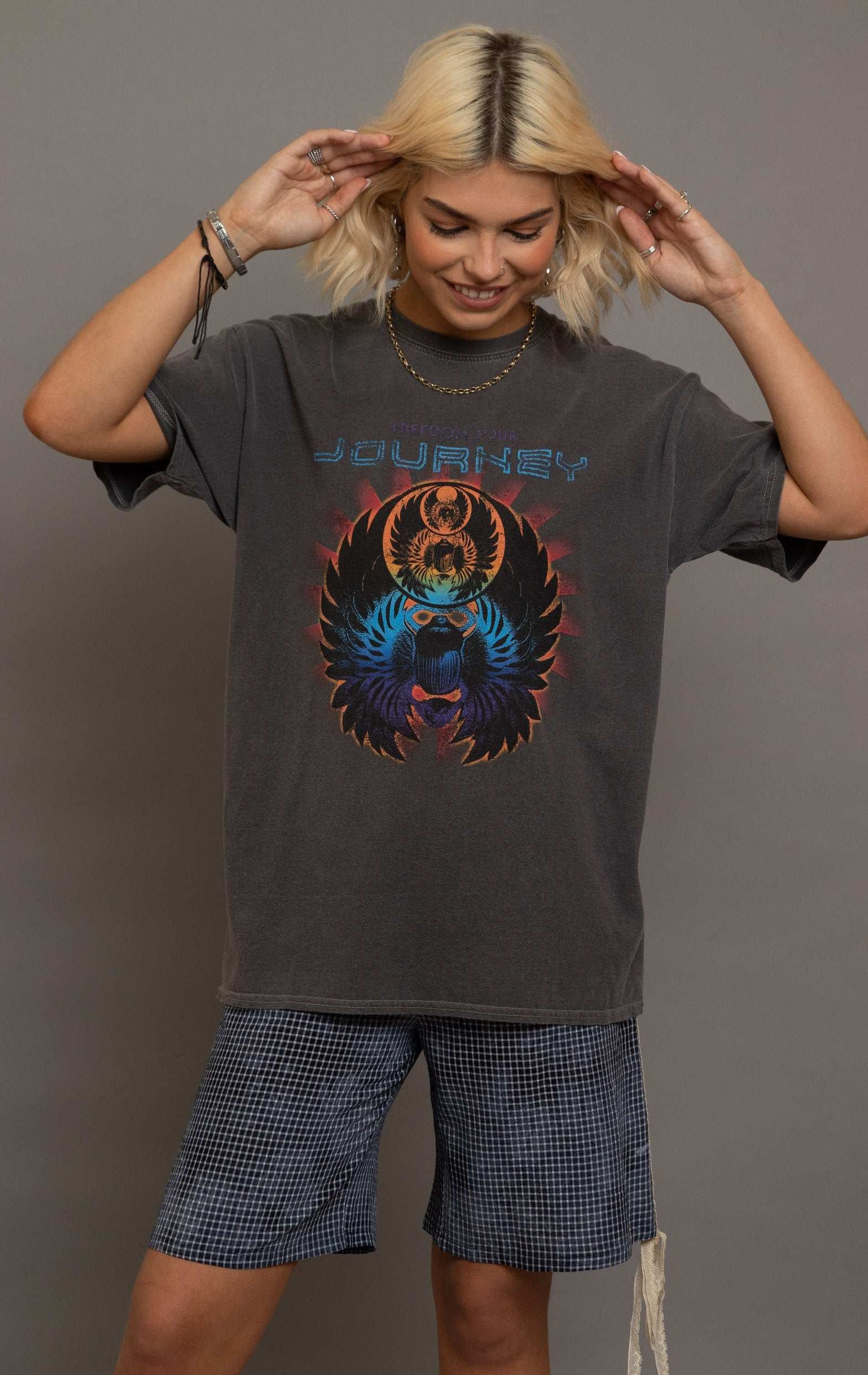 Daisy Street Journey Washed Band T-Shirt T-Shirts by Daisy Street as seen on celebrities