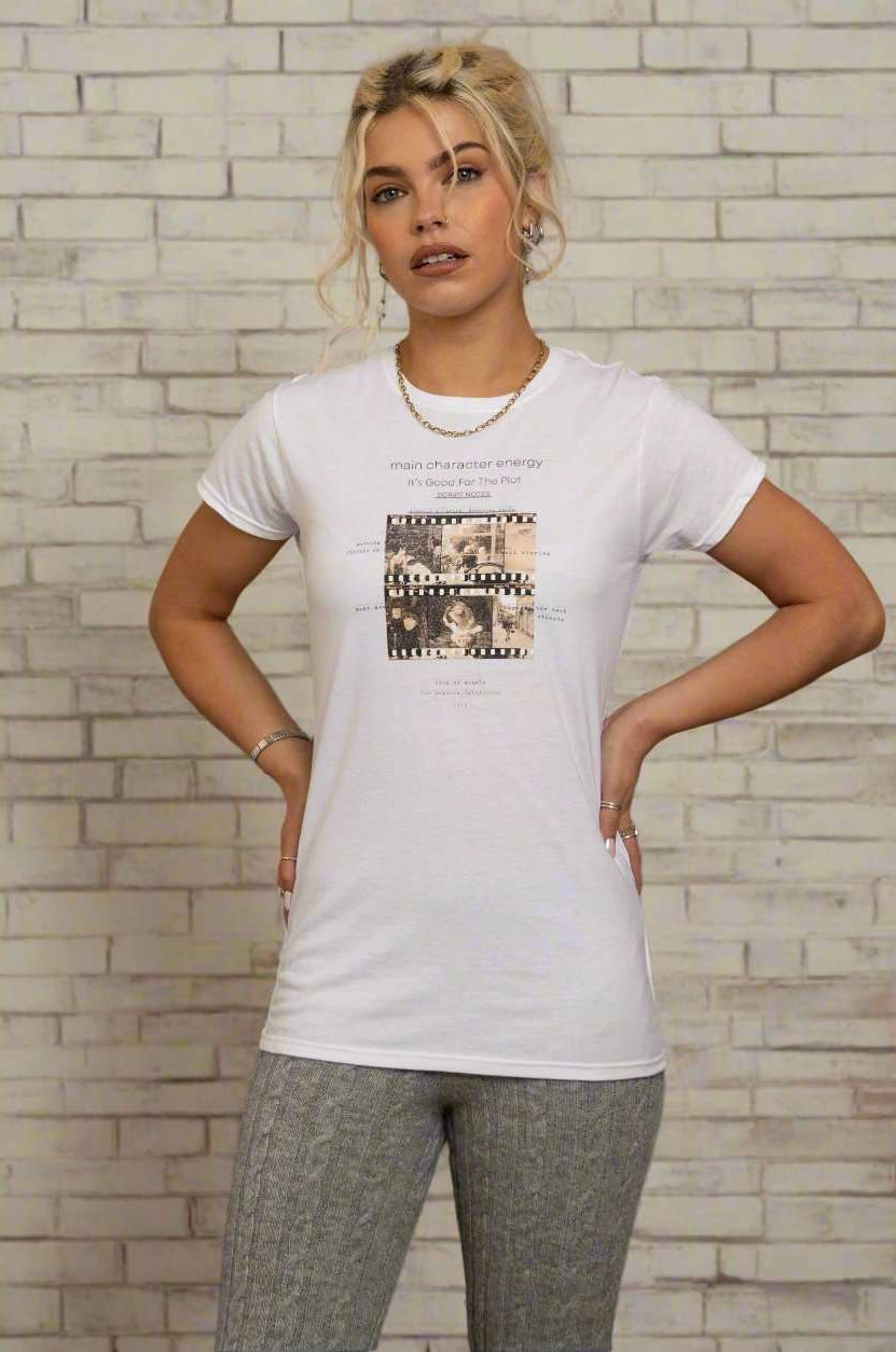 Daisy Street Main Character Energy Photo Negative Tee T-Shirts by Daisy Street as seen on celebrities