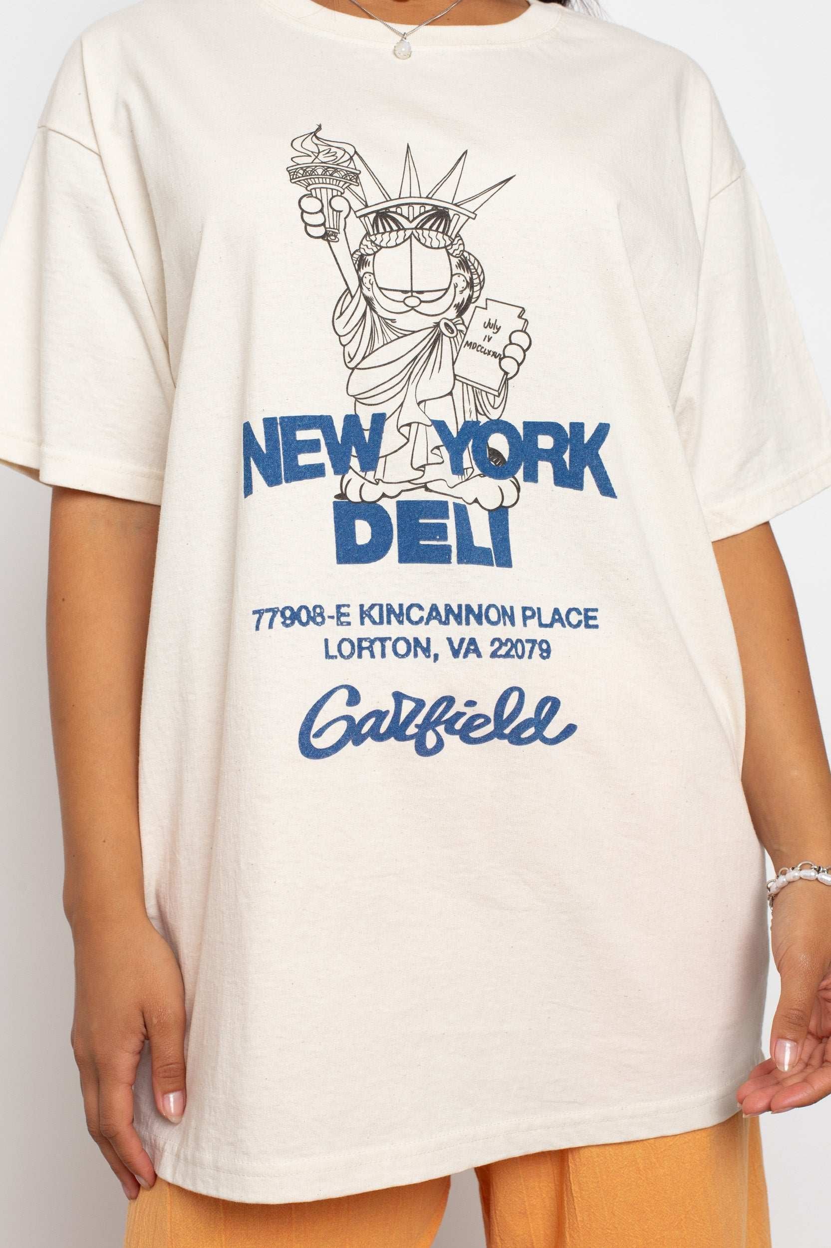 Daisy Street Garfield New York Deli Oversized Tee T-Shirt by Daisy Street as seen on celebrities