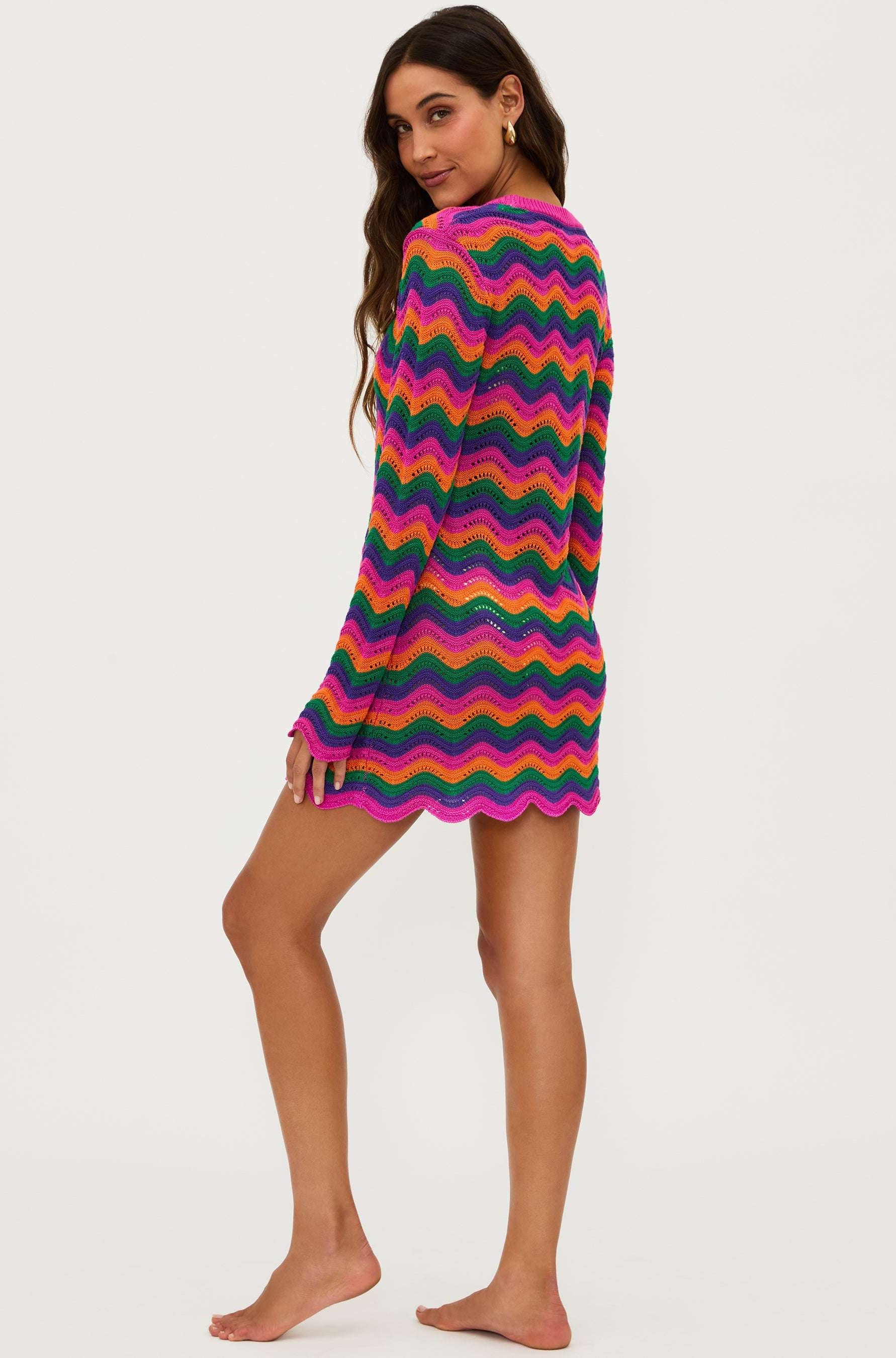 Beach Libbi Crochet Mini Dress Dress by Beach Riot as seen on celebrities