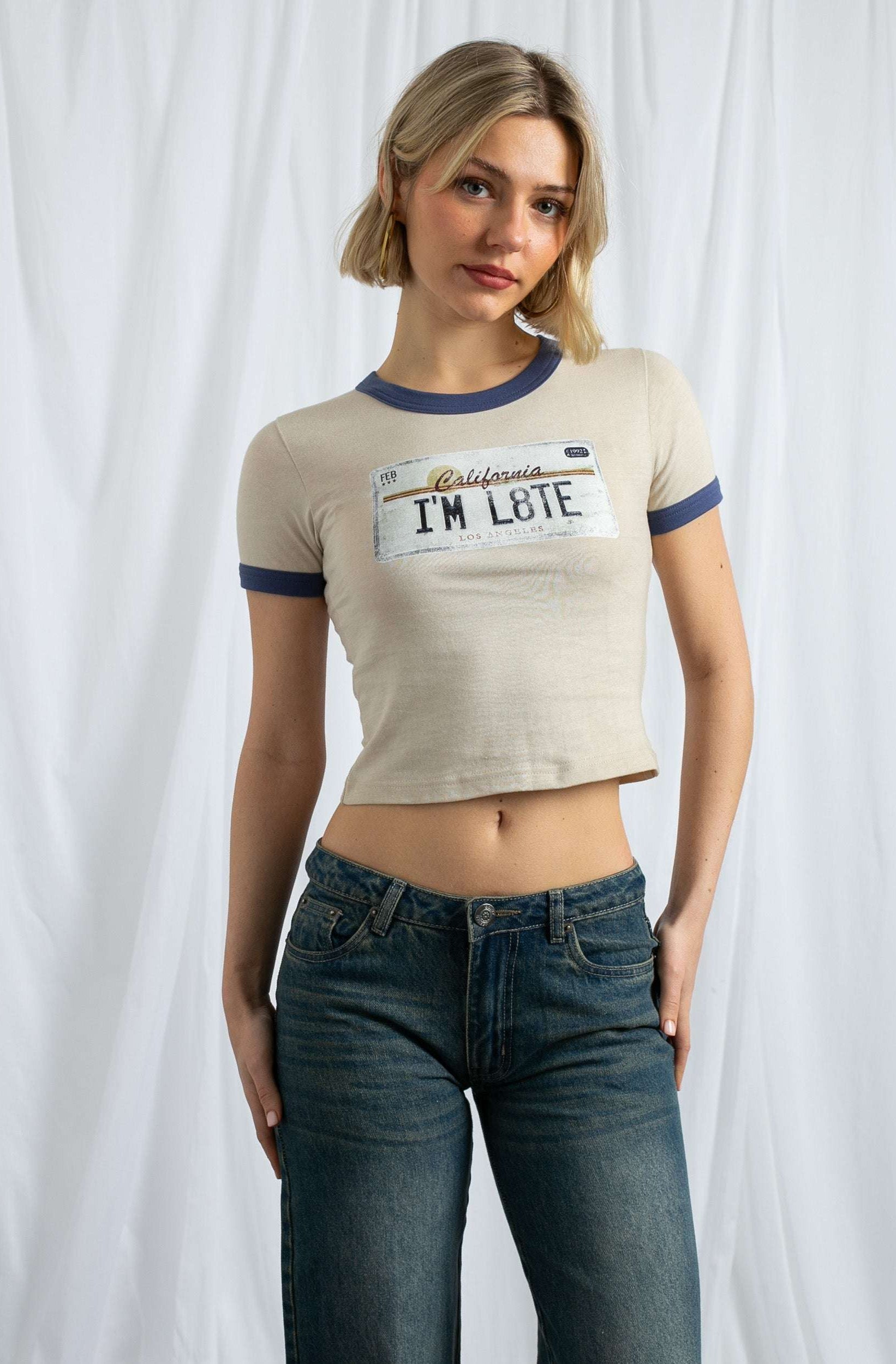 Daisy Street California Licence Plate Ringer Tee T-Shirt by Daisy Street as seen on celebrities