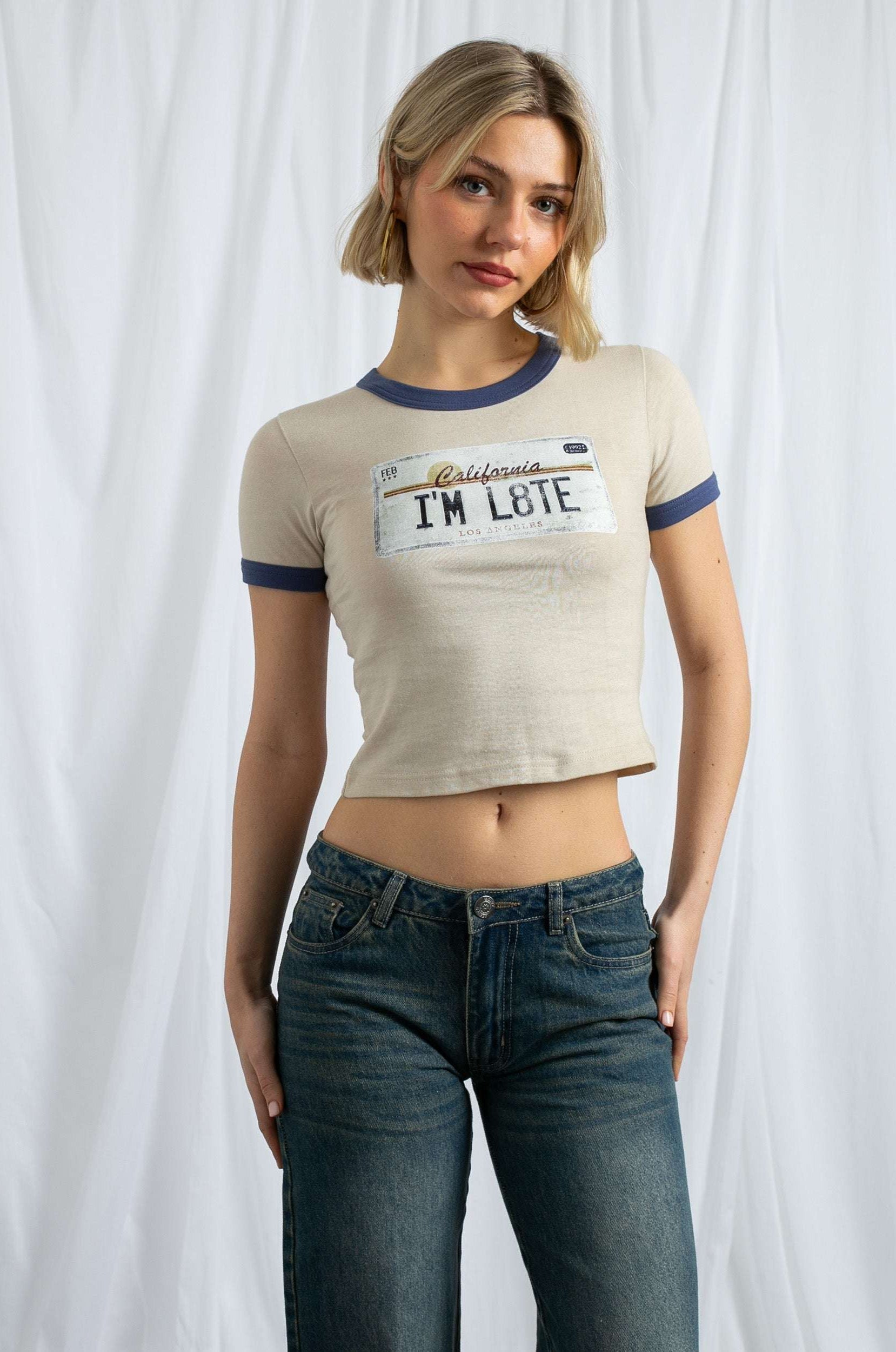 Daisy Street California Licence Plate Ringer Tee T-Shirt by Daisy Street as seen on celebrities