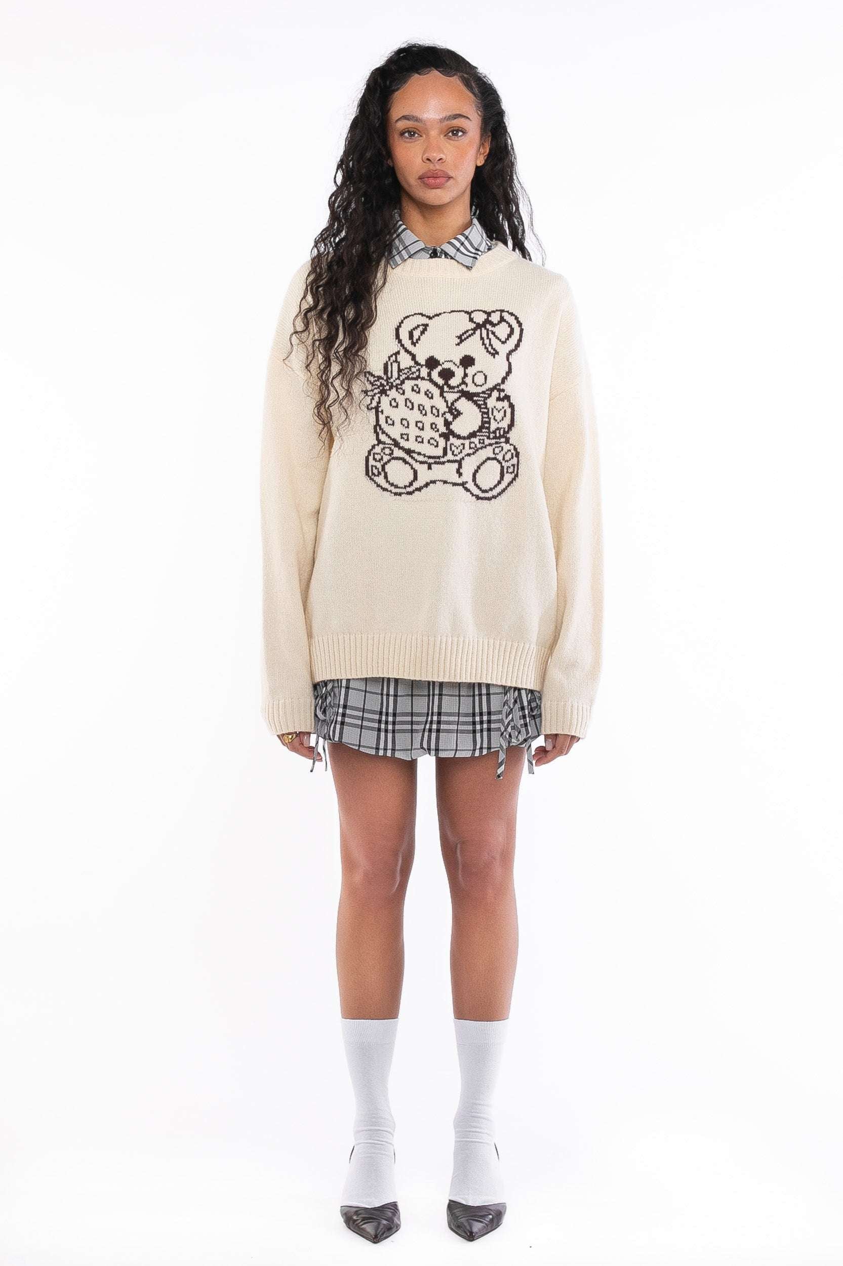 Daisy Street Cute Teddy Bear Intarsia Knit Jumper Jumper by Daisy Street as seen on celebrities