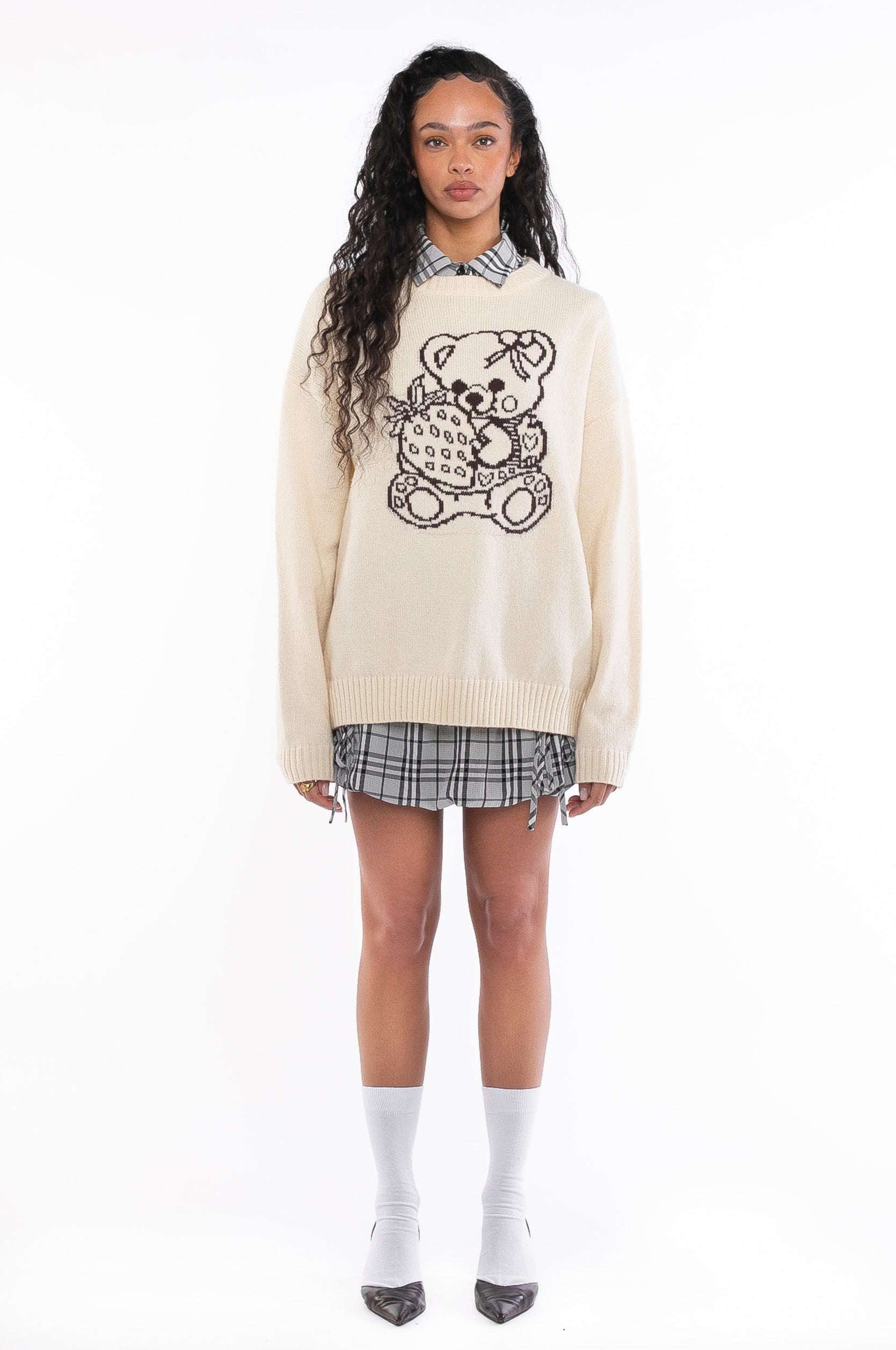 Daisy Street Cute Teddy Bear Intarsia Knit Jumper Jumper by Daisy Street as seen on celebrities