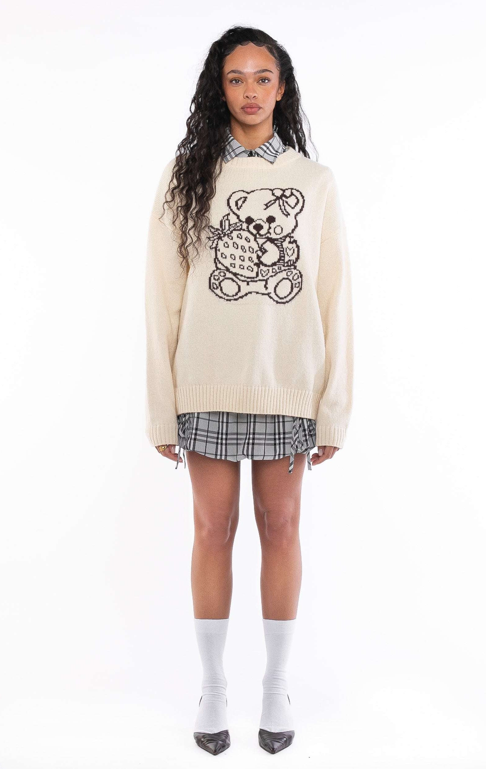 Daisy Street Cute Teddy Bear Intarsia Knit Jumper Jumper by Daisy Street as seen on celebrities