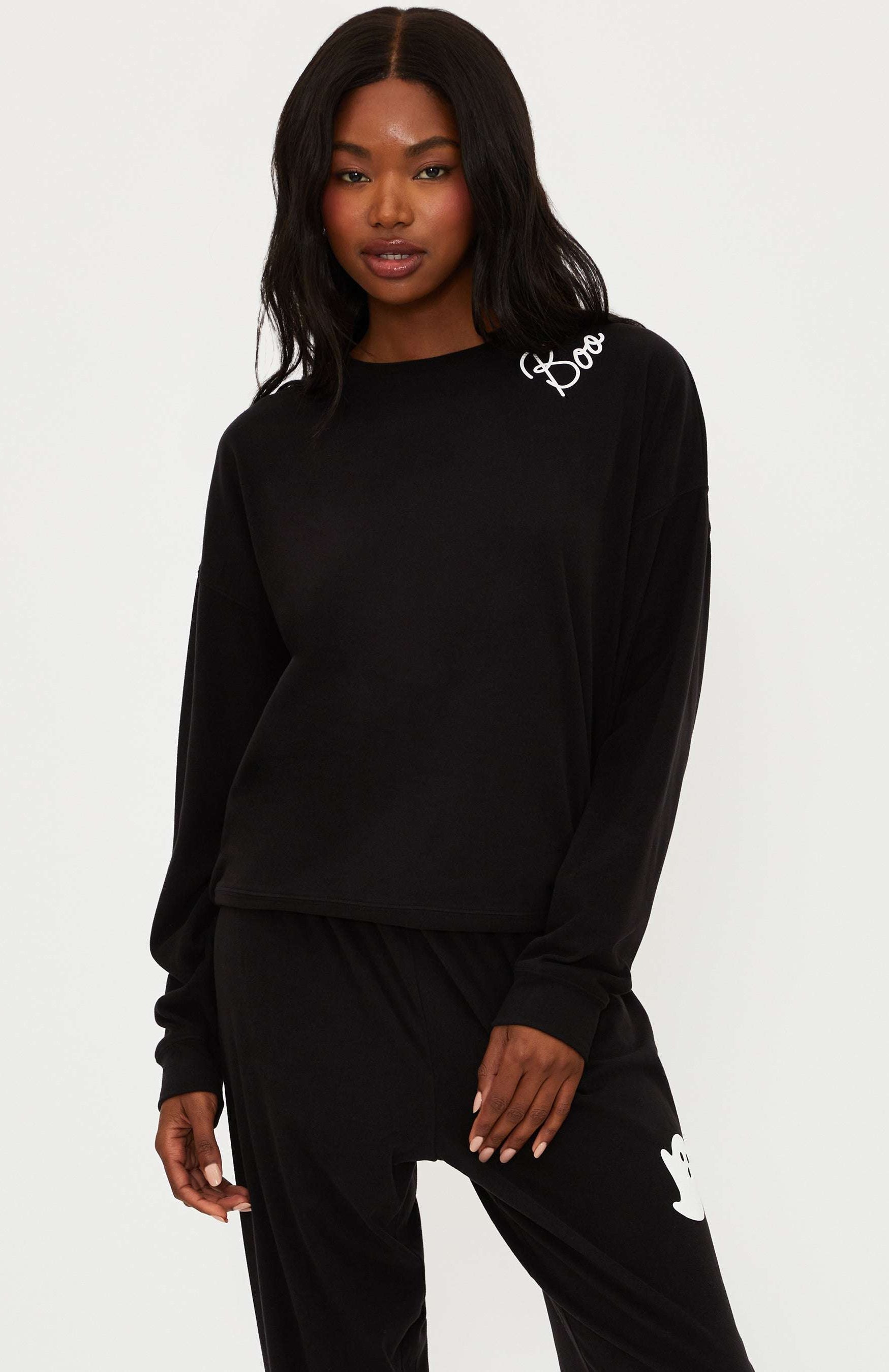 Beach Riot Devyn Boo Black Sweatshirt