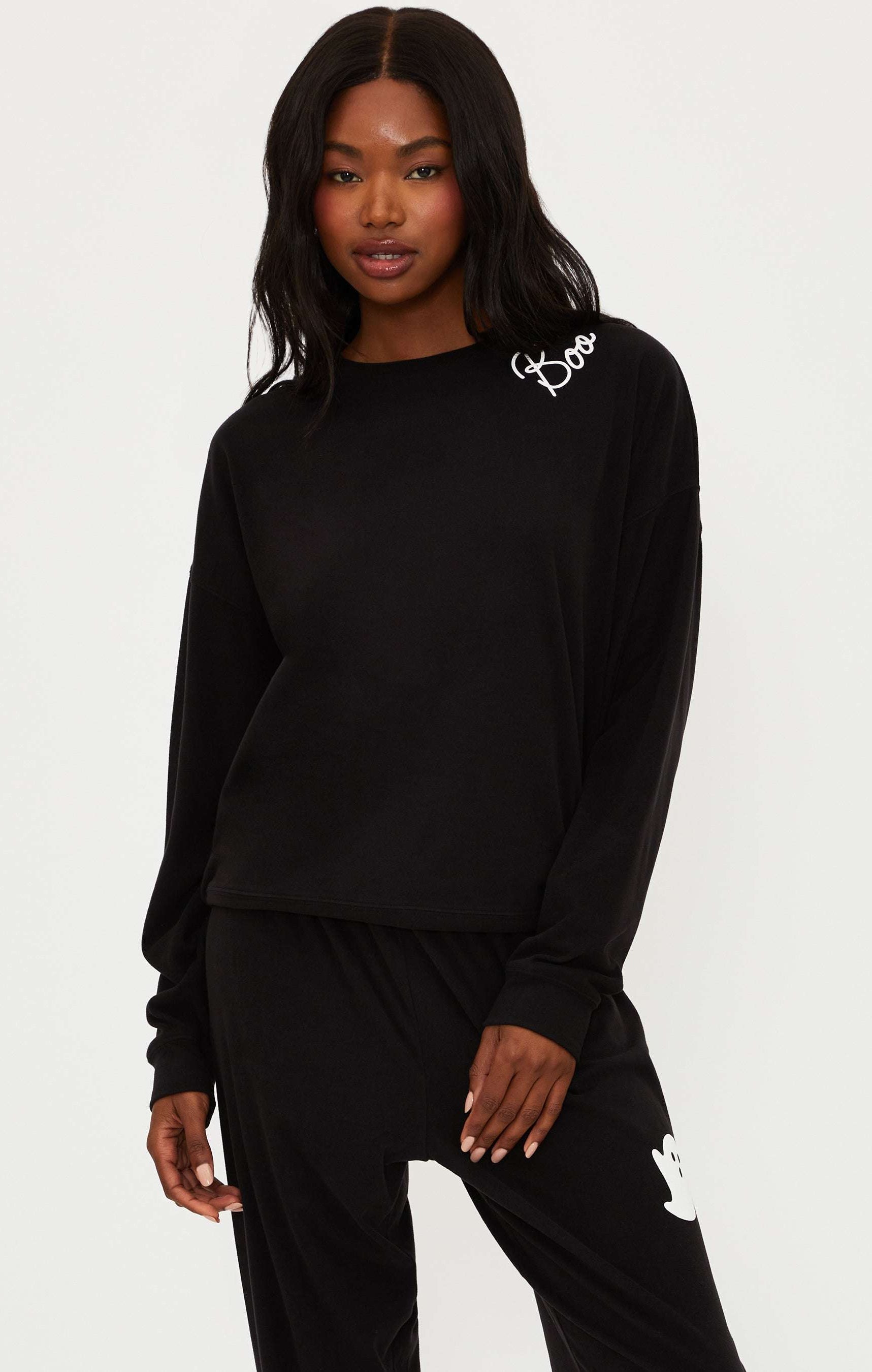 Beach Riot Devyn Boo Black Sweatshirt