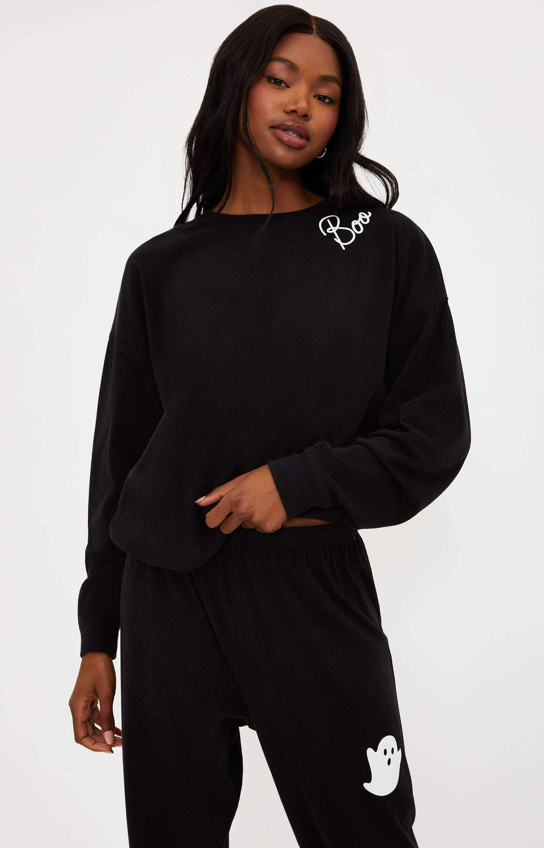 Beach Riot Devyn Boo Black Sweatshirt