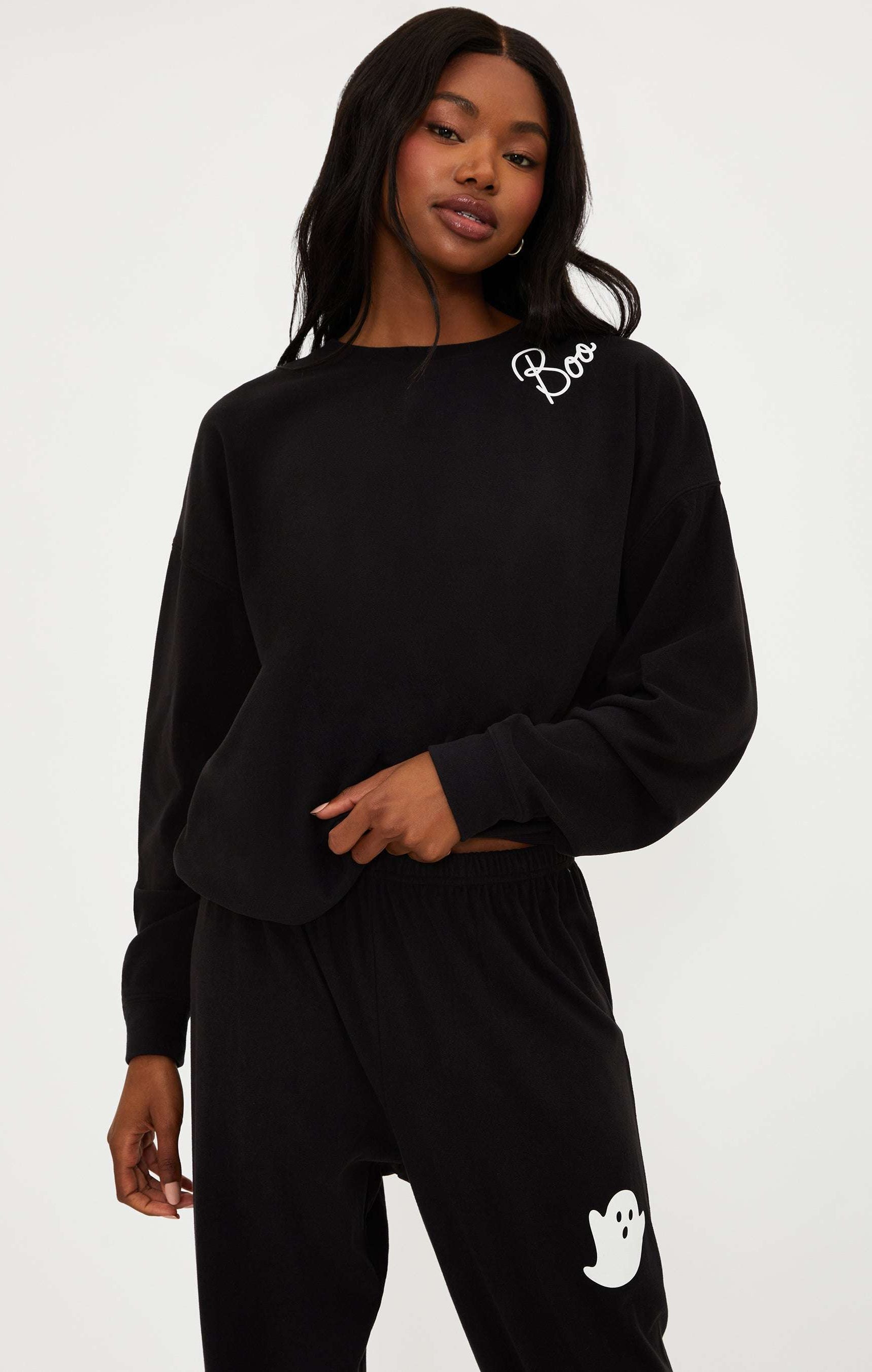 Beach Riot Devyn Boo Black Sweatshirt