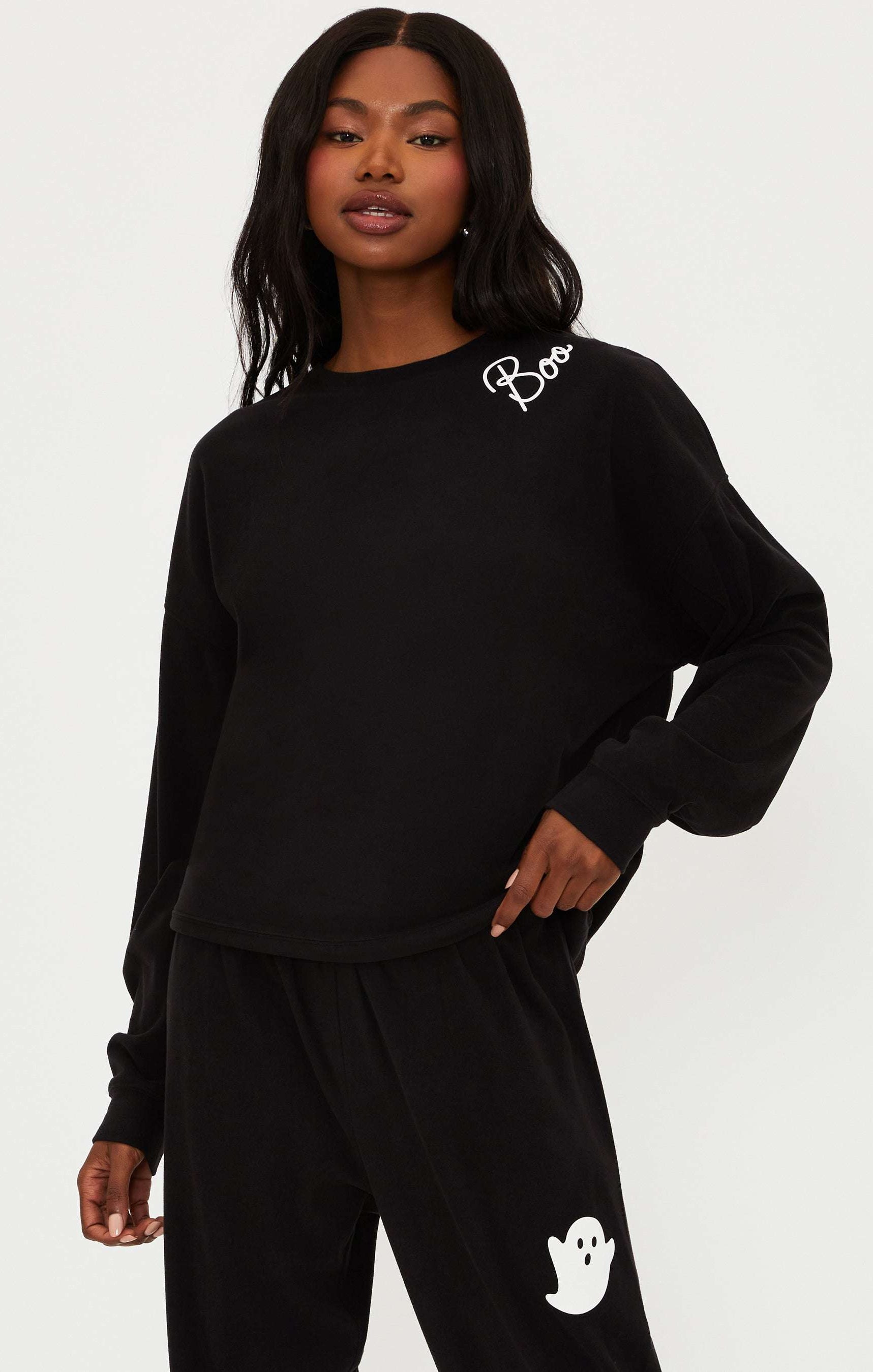 Beach Riot Devyn Boo Black Sweatshirt