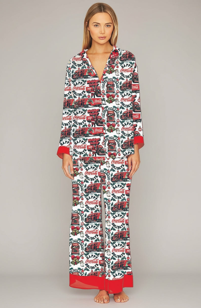 The Laundry Room Happy Coca-Cola Holidays Silky PJ Set