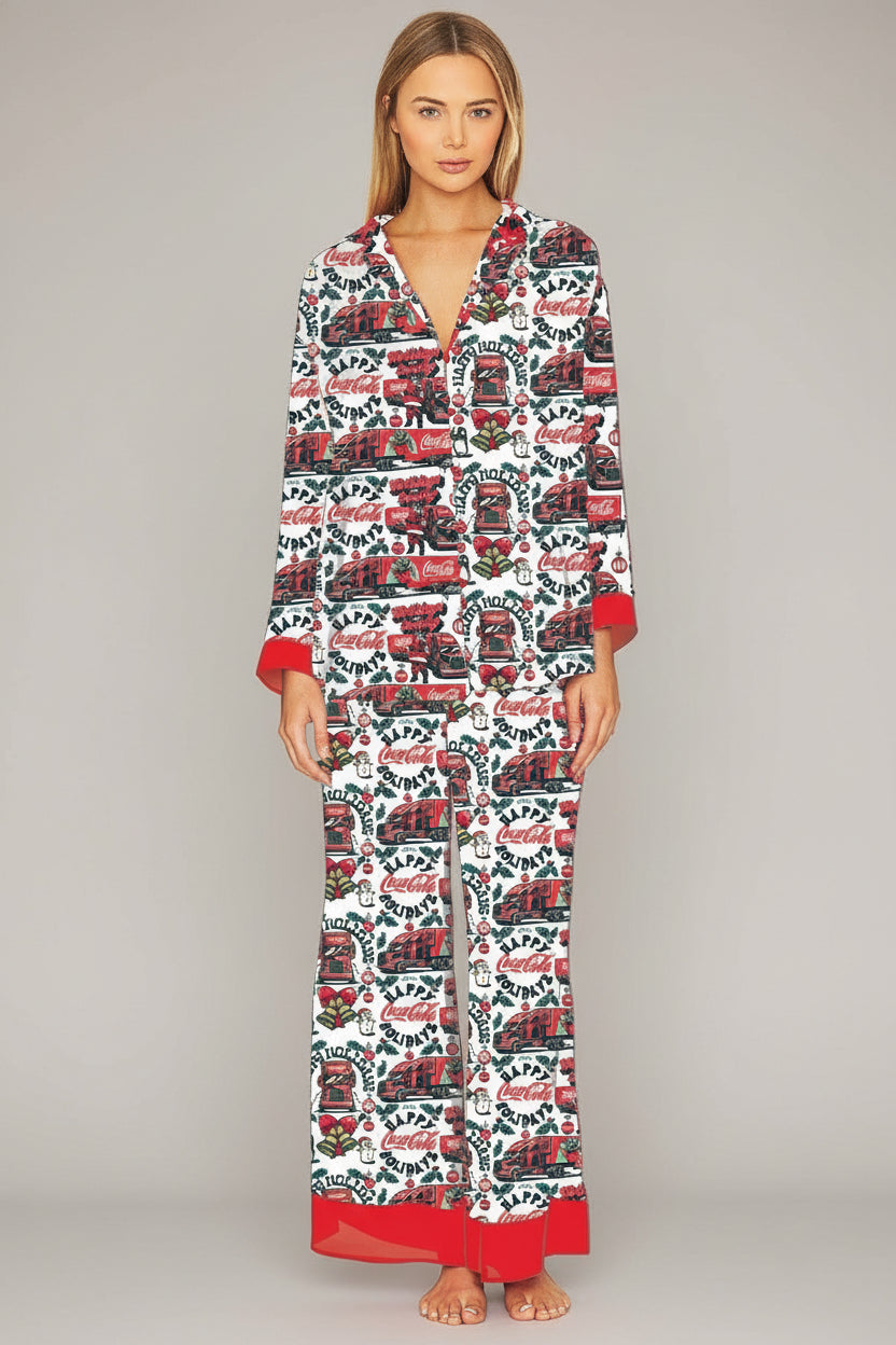 The Laundry Room Happy Coca-Cola Holidays Silky PJ Set