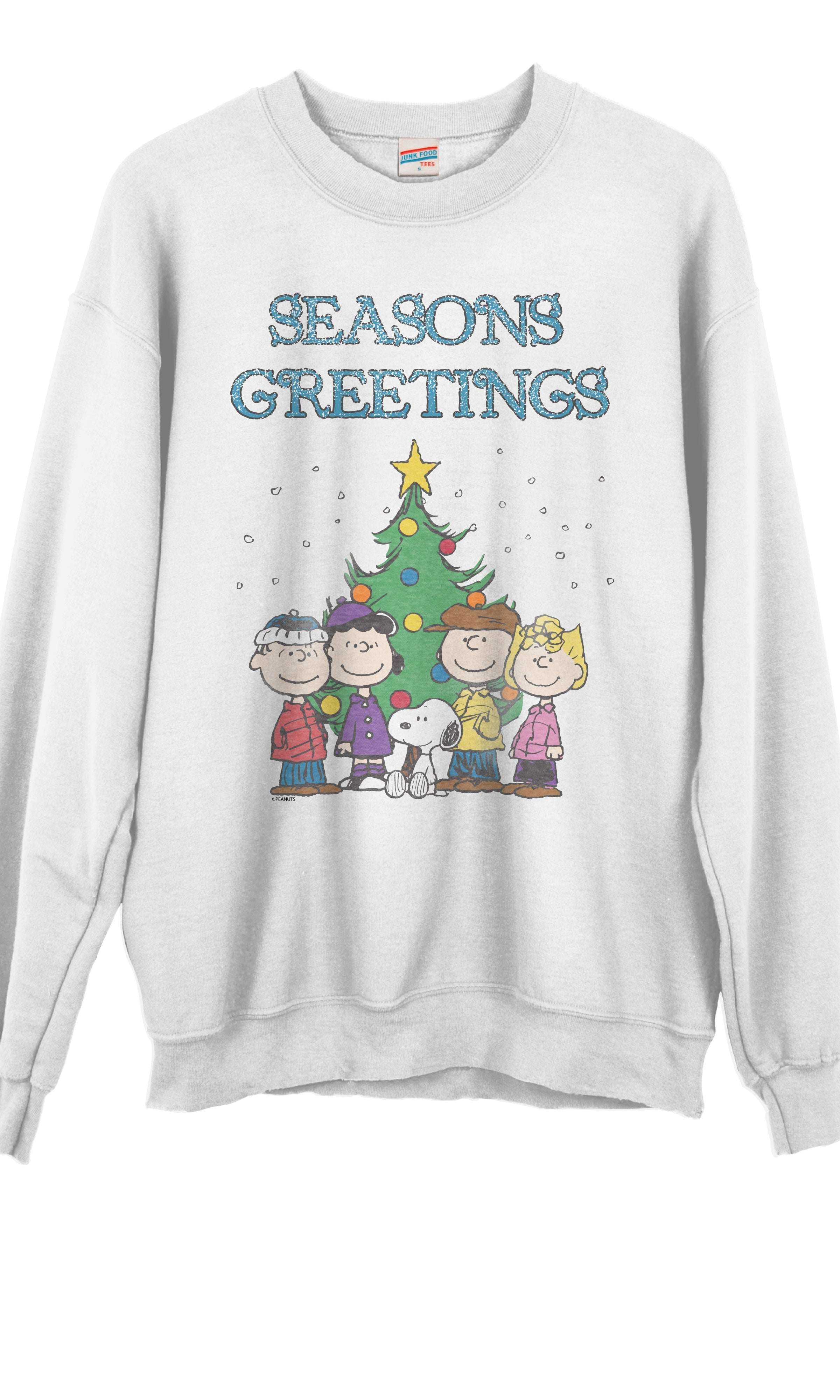 JUNKFOOD Peanuts Seasons Greetings Christmas Jumper