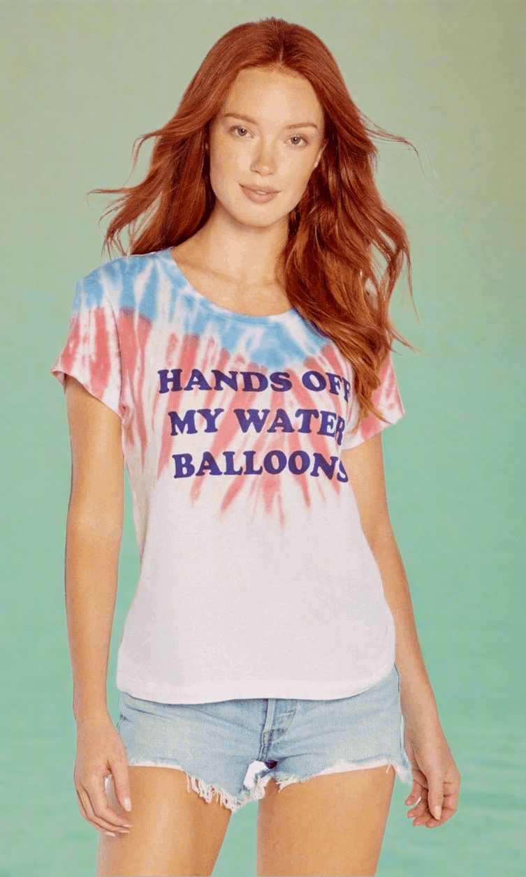 Shop Wildfox Wildfox Hands Off My Water Balloons No9 Tee T-Shirt for women – premium loungewear and festival fashion at Spoiled Brat
